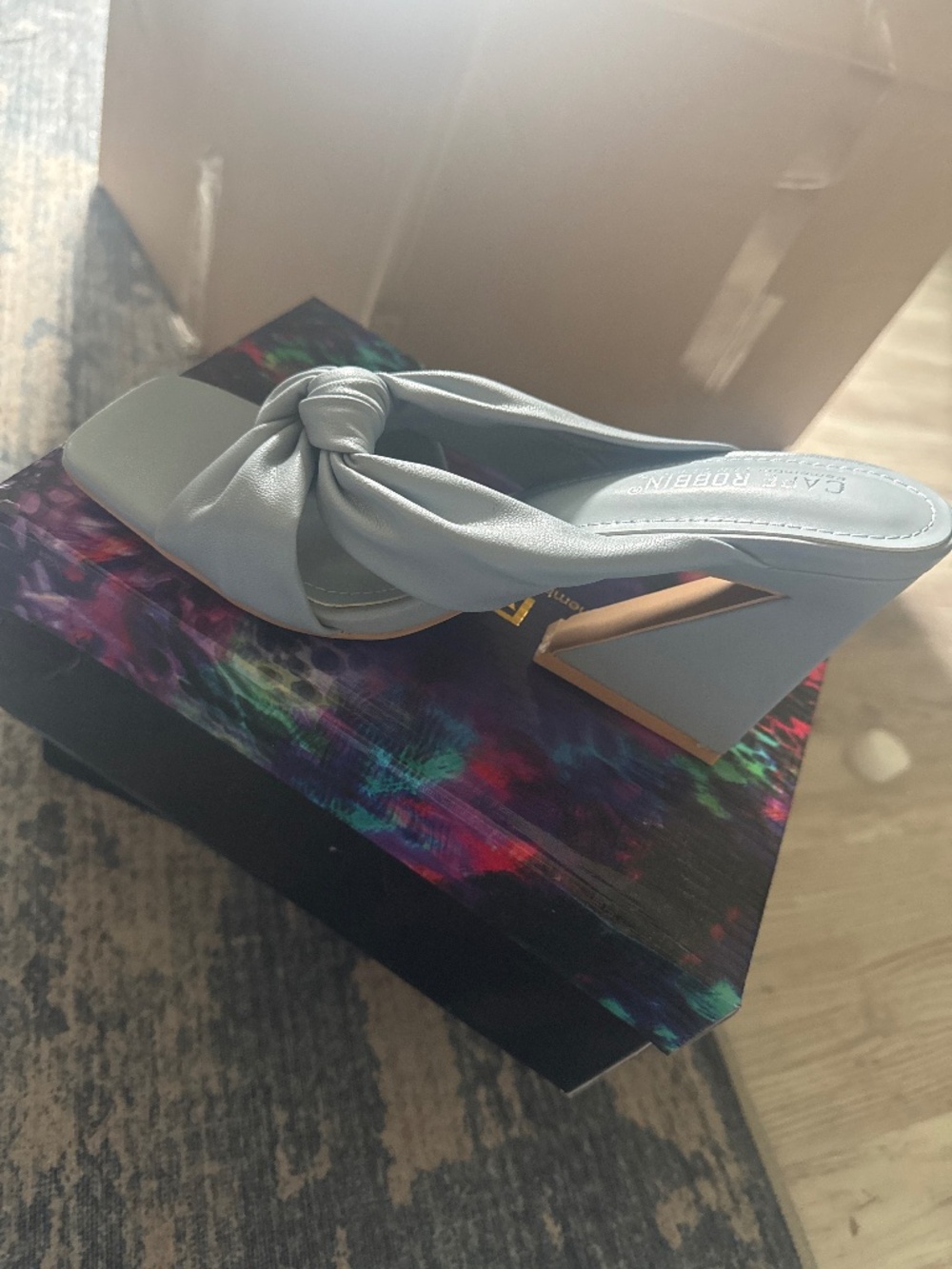 Blue chunky heel